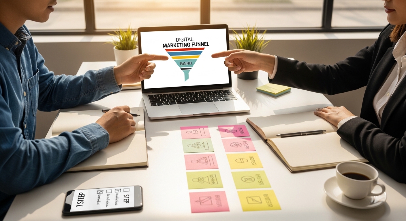 Empresário e consultor revisam funil de vendas digital